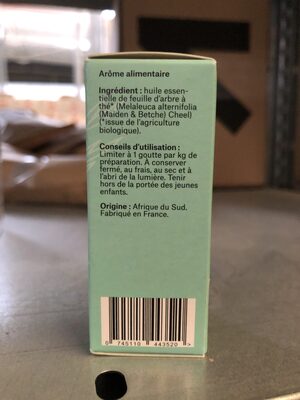 Huile Essentielle d'Arbre à Thé ou Tea Tree Bio 10ml ingredients label