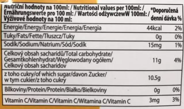 Non-alcoholic drink with basil nutrition facts table