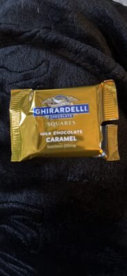 Squares Milk Chocolate Caramel luscious filling front packaging