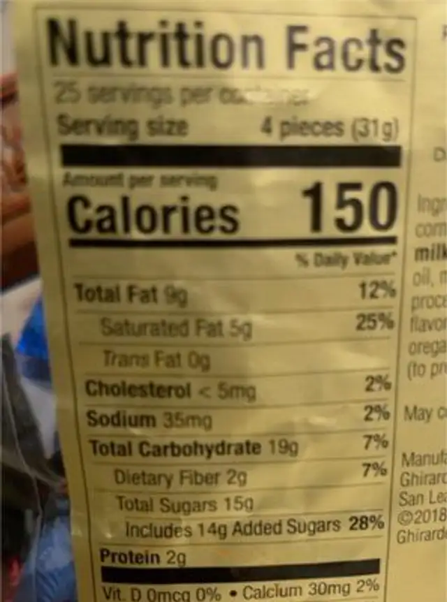 Ghiradelli premium chicolate minis nutrition facts table