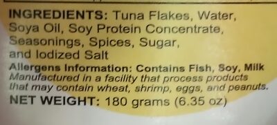 Century Tuna ingredients label