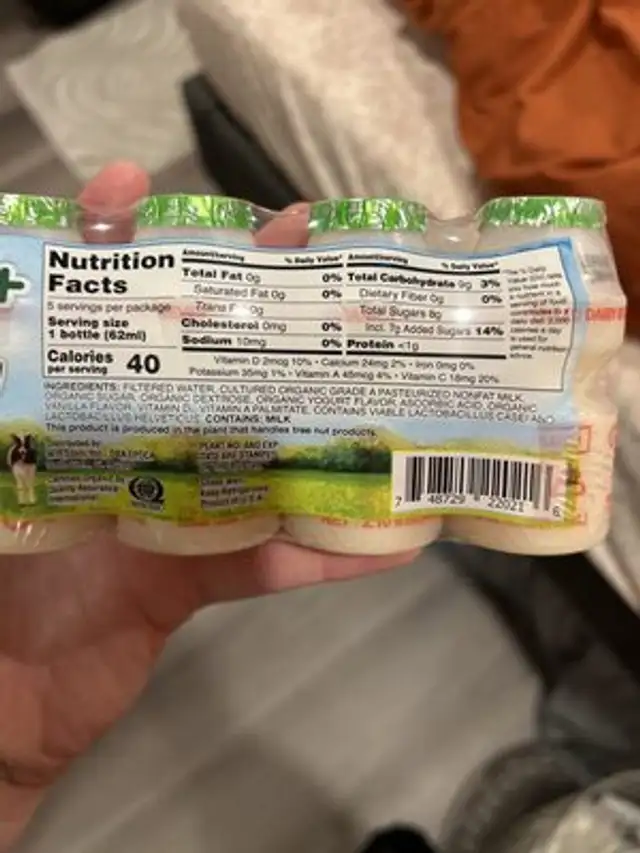 Cool Plus Organic Original nutrition facts table