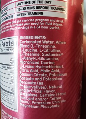 ESSENTIAL AMIN.O. ENERGY ingredients label