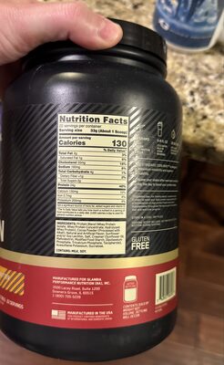 100% Whey Protein ingredients label