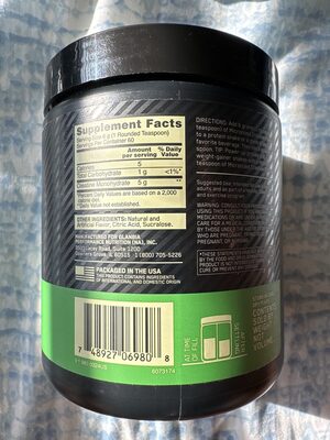 Micronized Creatine Powder nutrition facts table