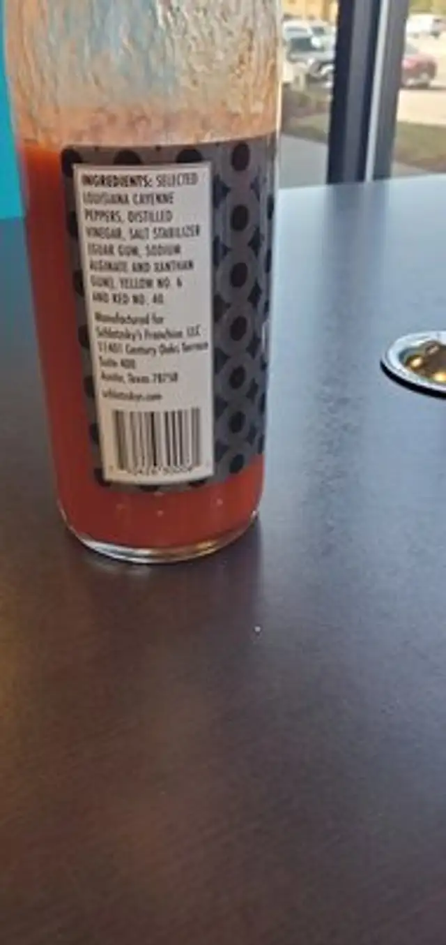 schlotzskys hot sauce ingredients label