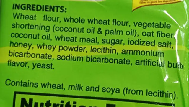 Skyflakes Oat fiber cracker ingredients label