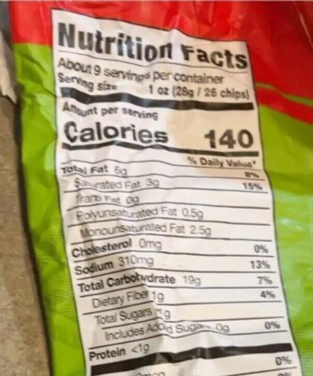Plantan chips nutrition facts table