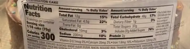Moist yellow celebration cake with rich chocolate buttrcreme nutrition facts table