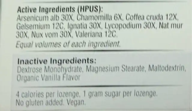 Moon drops nutrition facts table
