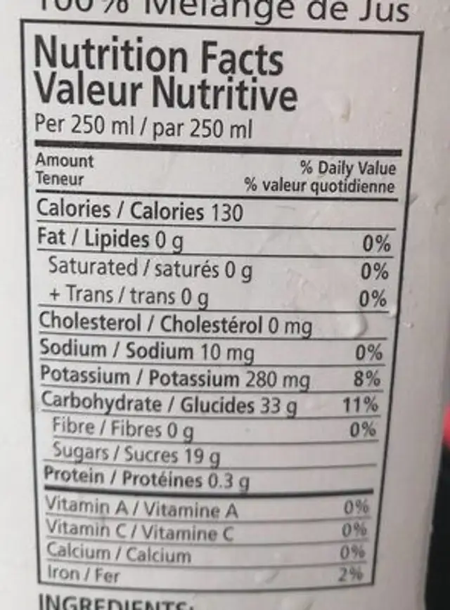 100% secrets of the valley apple nutrition facts table
