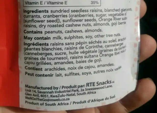 Fusion snack ingredients label