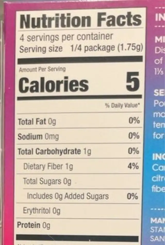 Jel desserts unflavored nutrition facts table