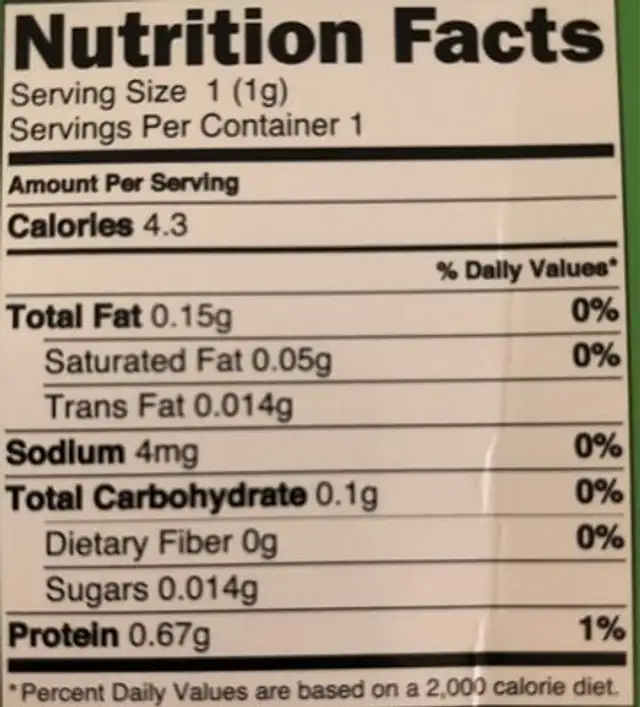 Crickettes sour cream onion nutrition facts table