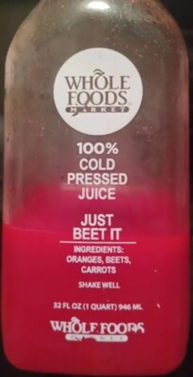 100% Cold Pressed Juice nutrition facts table