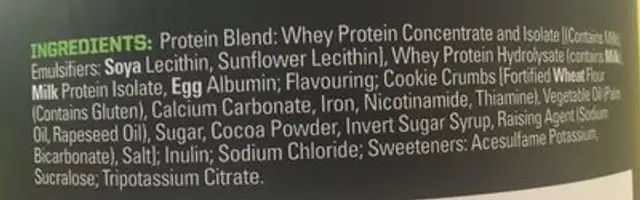 proteine alimentaire ingredients label