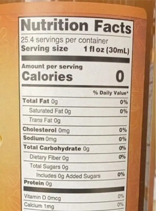 Jordans skinny syrups sugar free toasted marshmallow nutrition facts table
