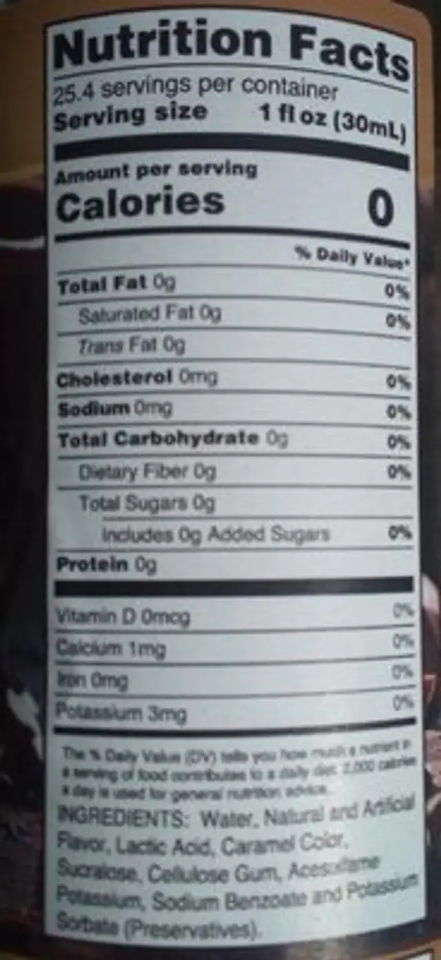 Happy holidays gourmet coffee syrups nutrition facts table