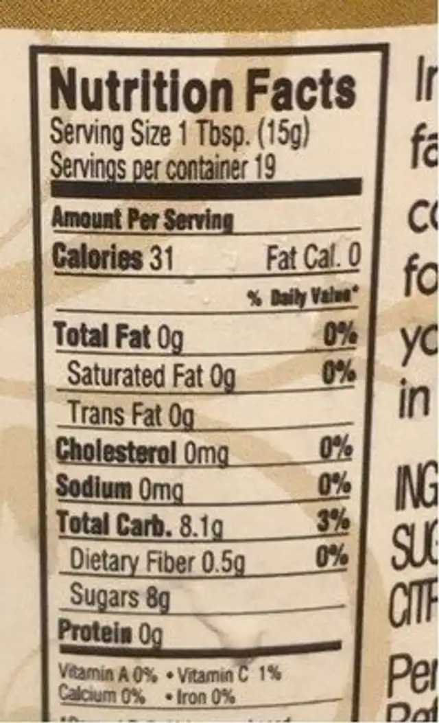 Olallieberry butter nutrition facts table