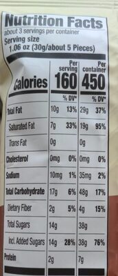 Chocolate coated cashews nutrition facts table