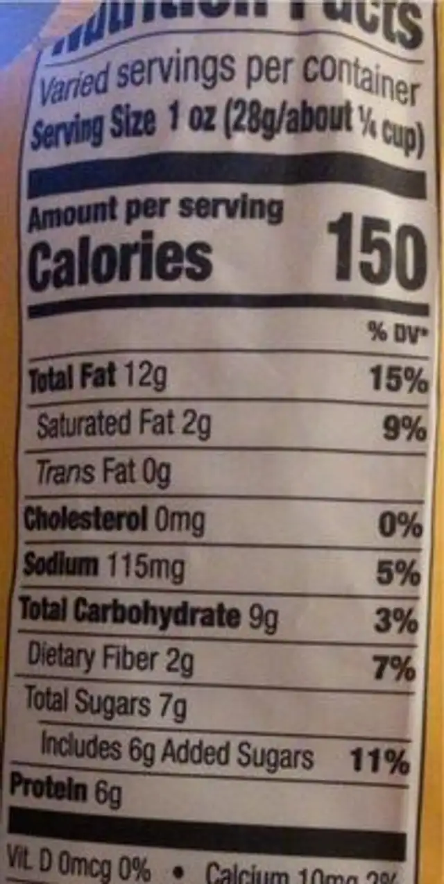 Snacks peanut medley nutrition facts table