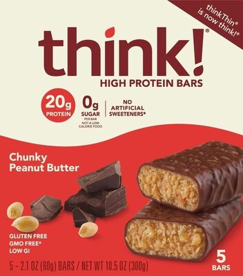 High protein chunky peanut butter bars front packaging