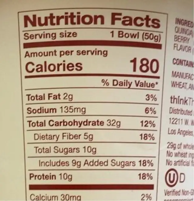 Thinkthin oatmeal farmers market berry crumble nutrition facts table