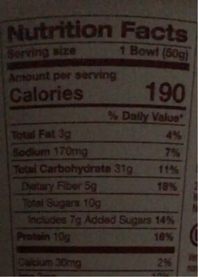 Think thin oatmeal banana bread nutrition facts table