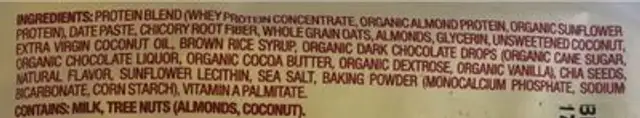 Protein and superfruit ingredients label