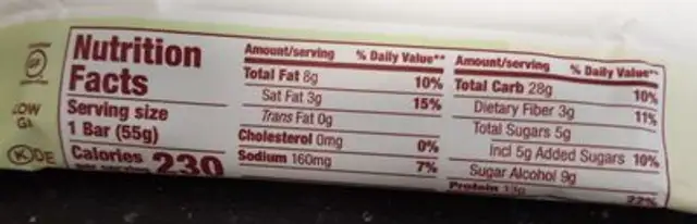 Chocolate mint plant based high protein bar nutrition facts table