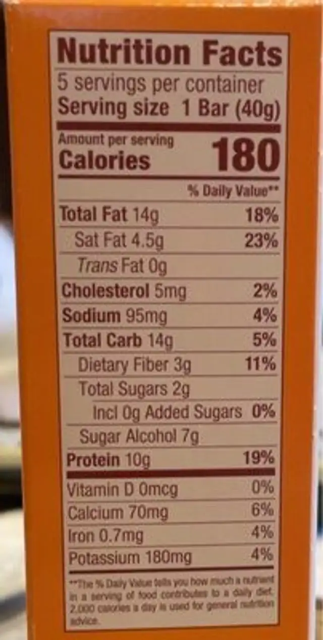 Chocolate peanut butter pie protein bars nutrition facts table