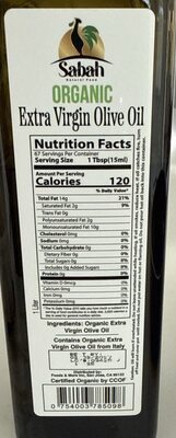 Extra Virgin Olive Oil nutrition facts table