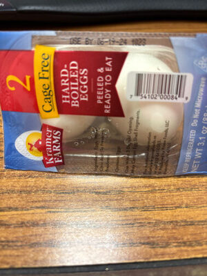 2 cage free hard boiled eggs