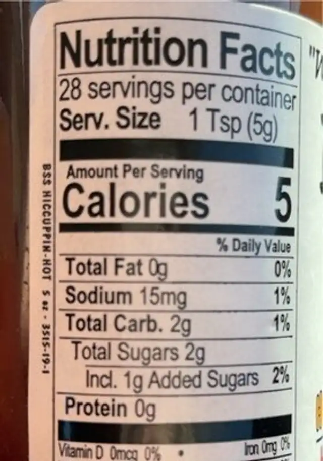 Bone suckin habanero sauce nutrition facts table