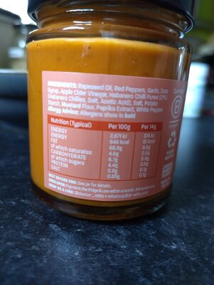 Sriracha Mayo ingredients label