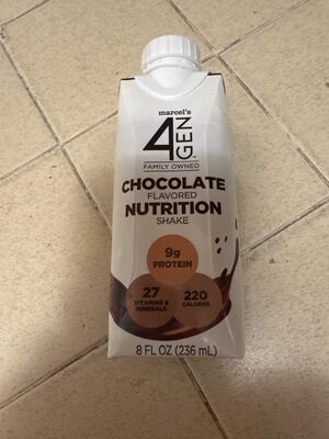 Chocolate flavoured nutrition shake front packaging