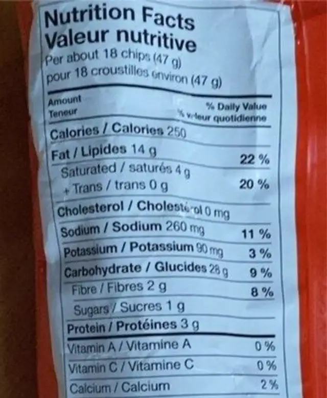 Takis nutrition facts table