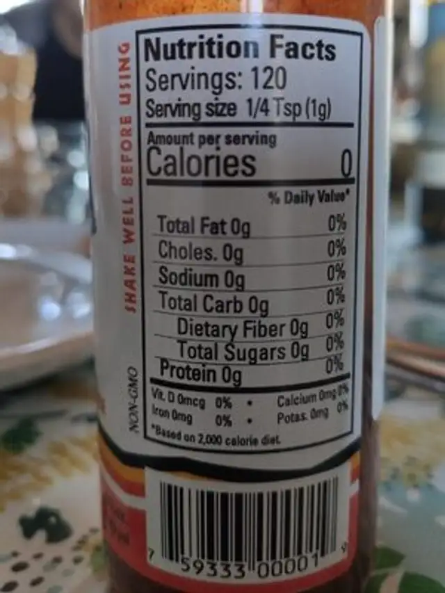 African hot pepper sauce nutrition facts table