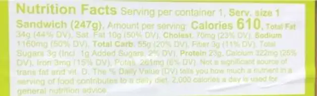 Fiesta chicken salad wrap nutrition facts table