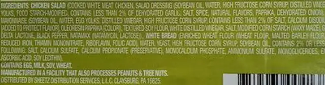 M.T.O. Chicken Salad Wedge ingredients label