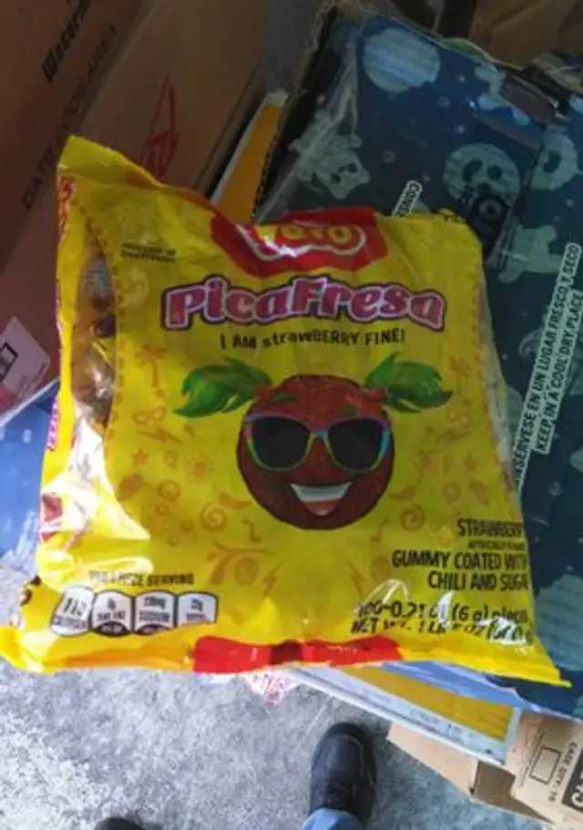 Chili pepper covered artificially flavored gummy