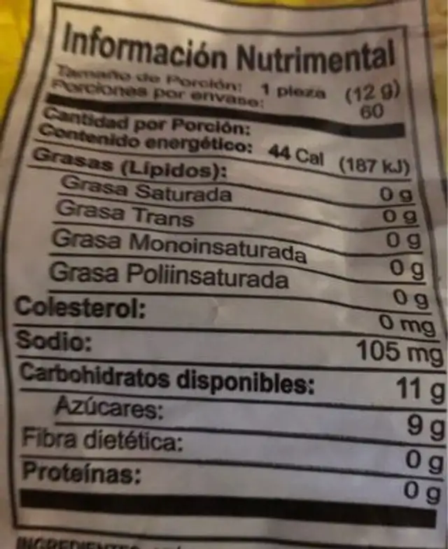 Pica Fresa Gigante 24 / 60 nutrition facts table