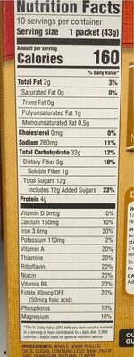 Maple & Brown Sugar Instant Oatmeal nutrition facts table