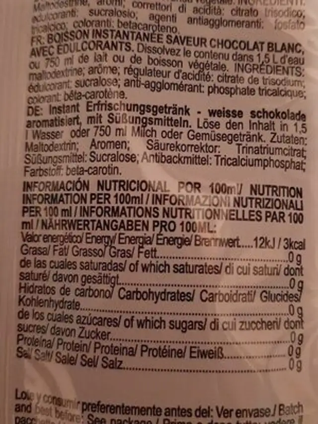 Eleve nutrition facts table
