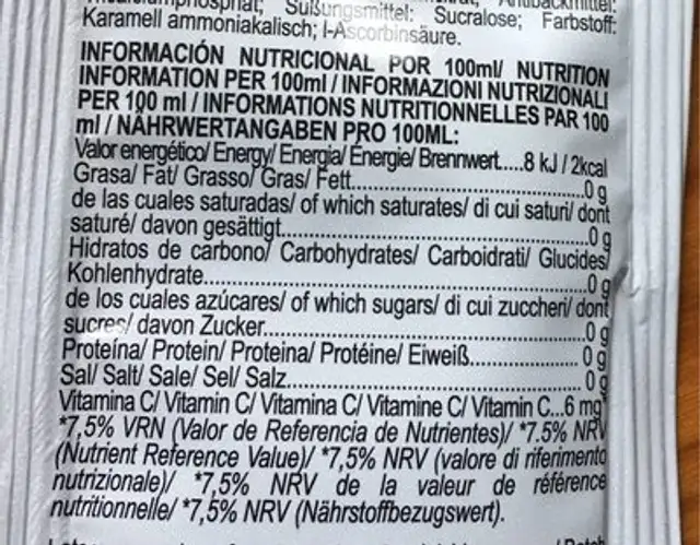 Mix ice tea lemon nutrition facts table