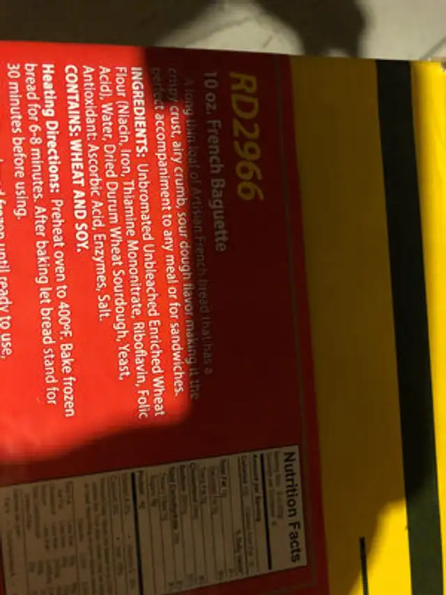Unknown ingredients label