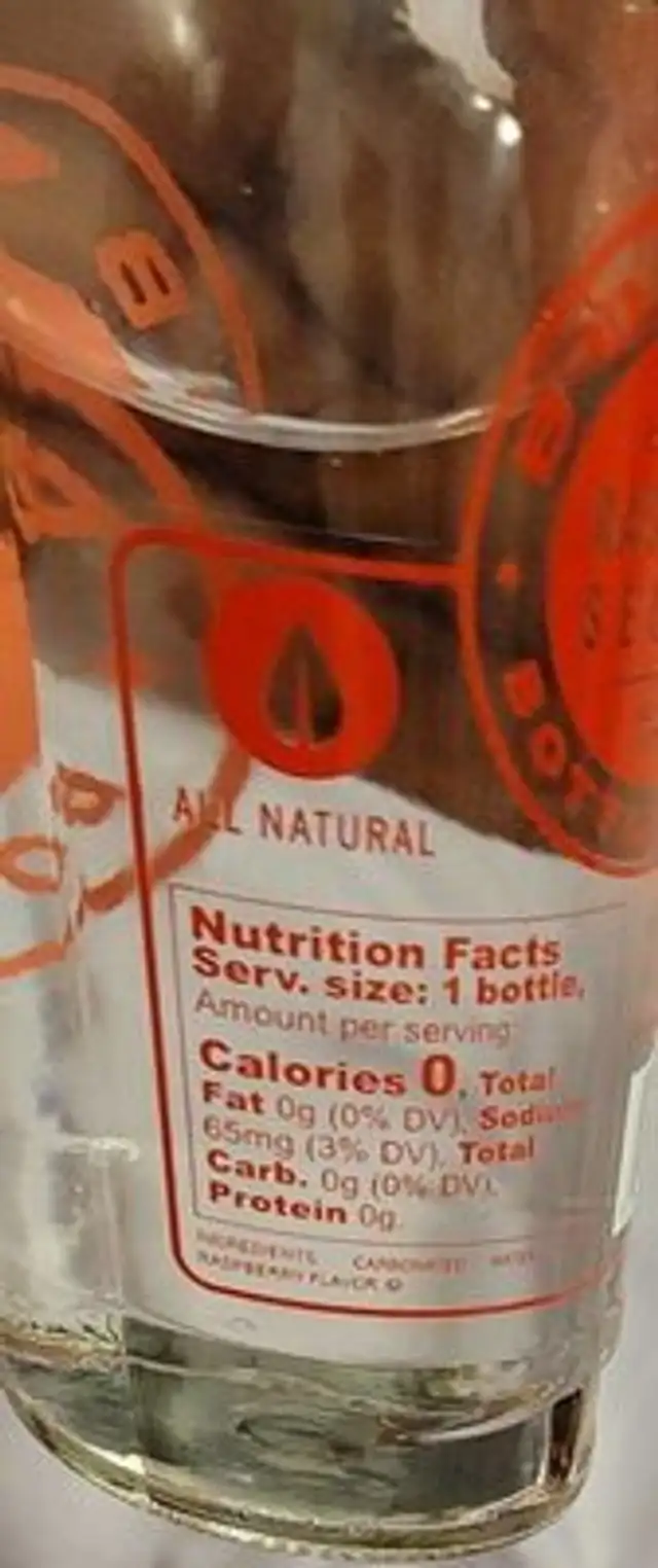 Boylan Raspberry Seltzer nutrition facts table
