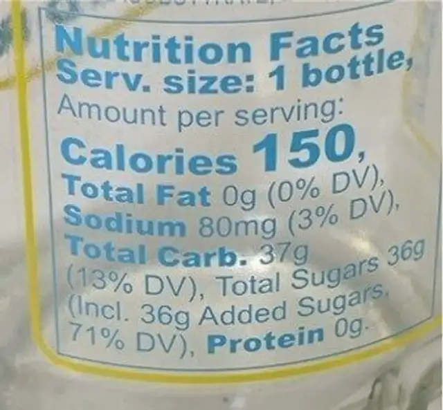 Sparkling Lemonade Cane Sugar nutrition facts table