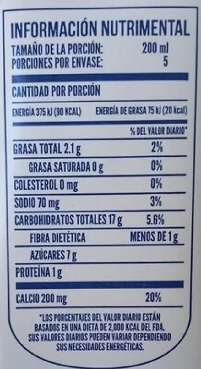 Delysoy almendras nutrition facts table