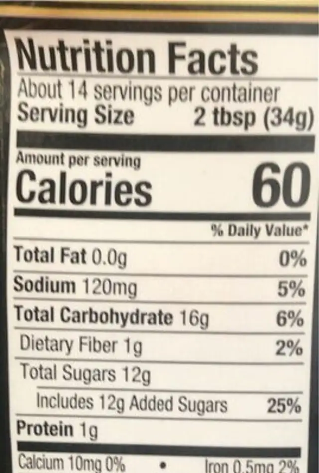 Traina bbq sauce nutrition facts table